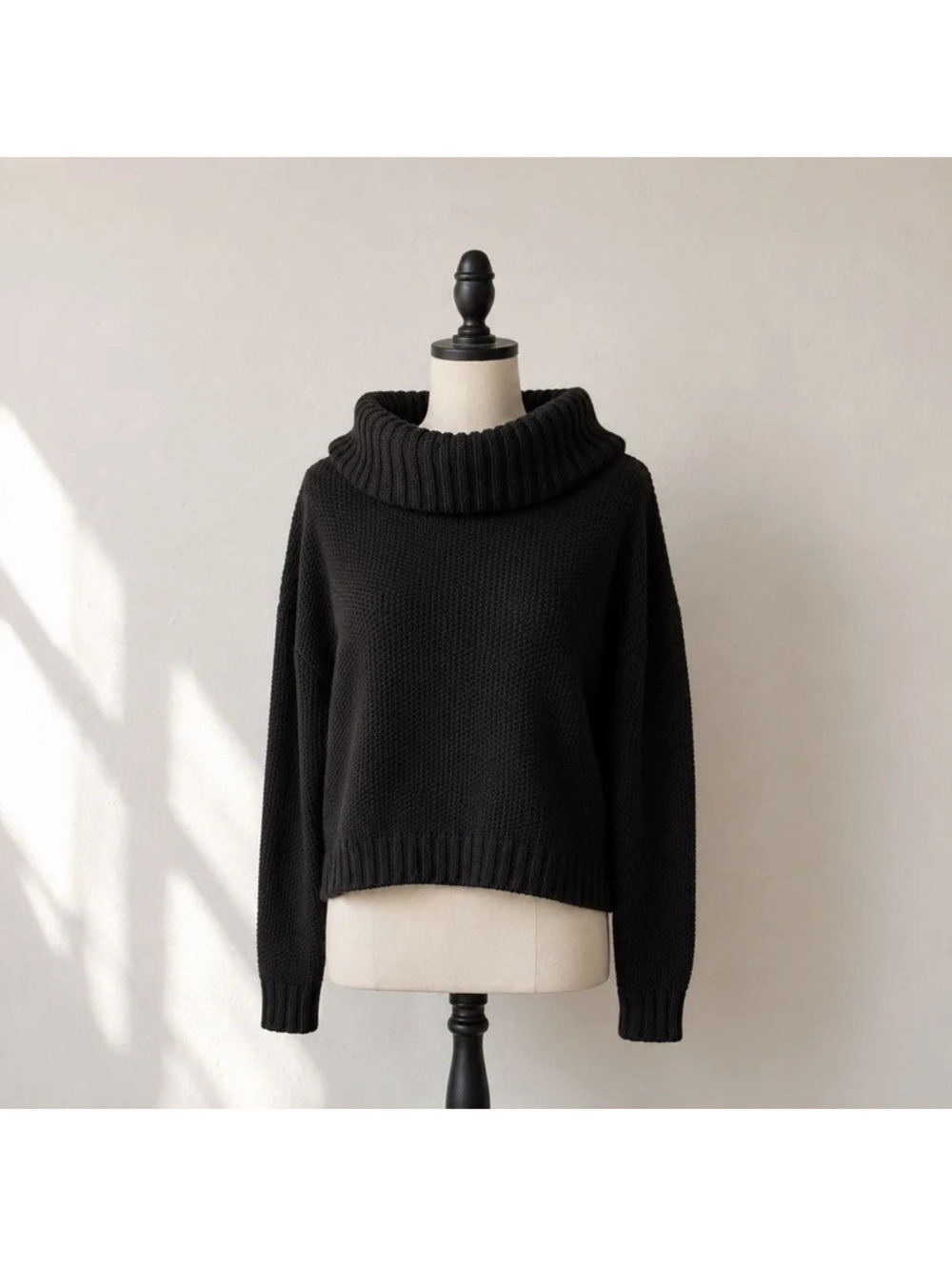Adyson Parker Black Cowl Neck Chunky Knit Sweater XL Oversized Cozy